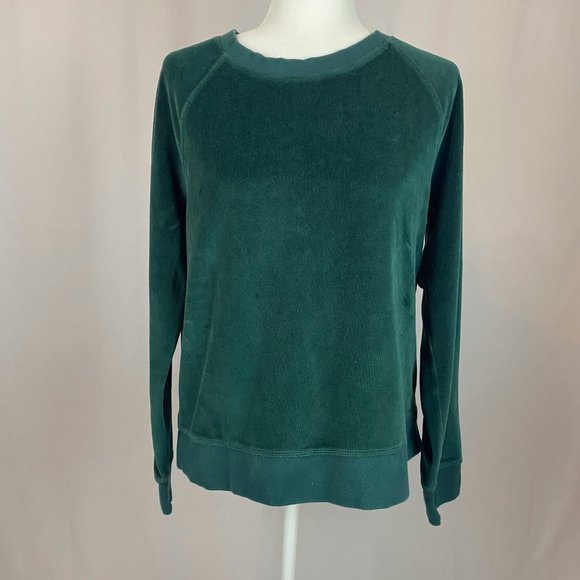 Land's End Velour Sweatshirt in Dark Green, Size M. - Picture 2 of 10